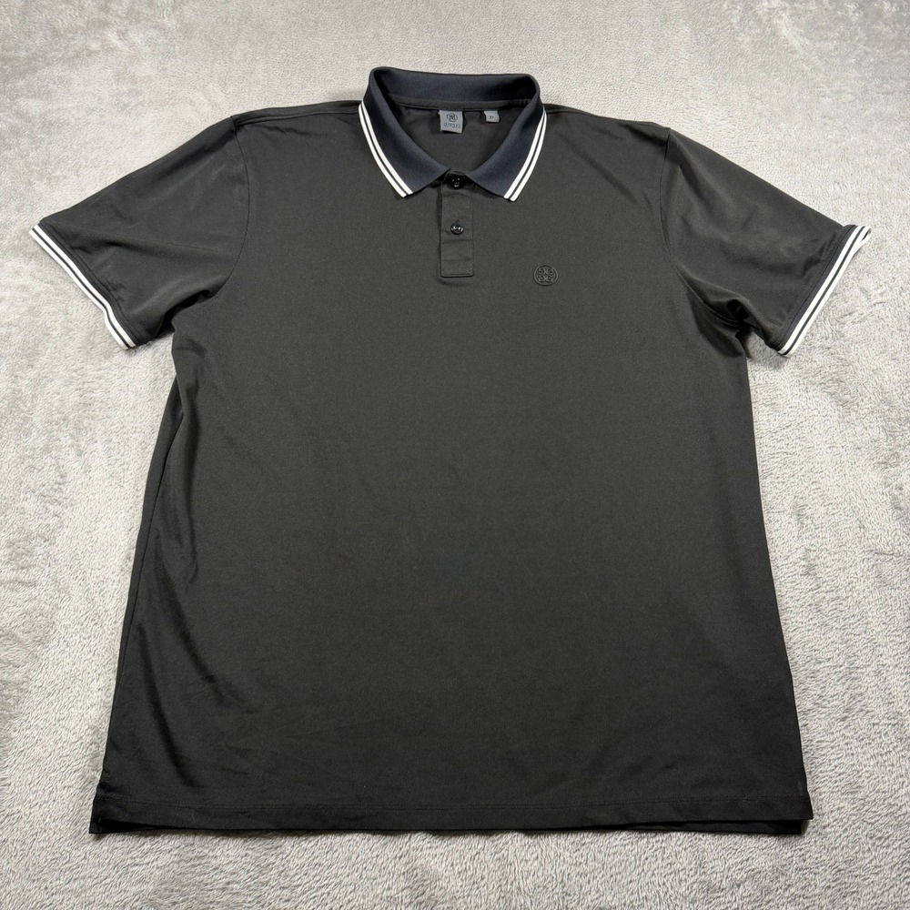 G/FORE Polo Shirt Mens XL Black Performance Golf Tipped Collar Short Sleeve